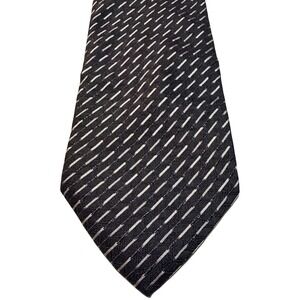 Pavone Silk Necktie Long Black Silver Diagonal Dash Made in Italy Professional